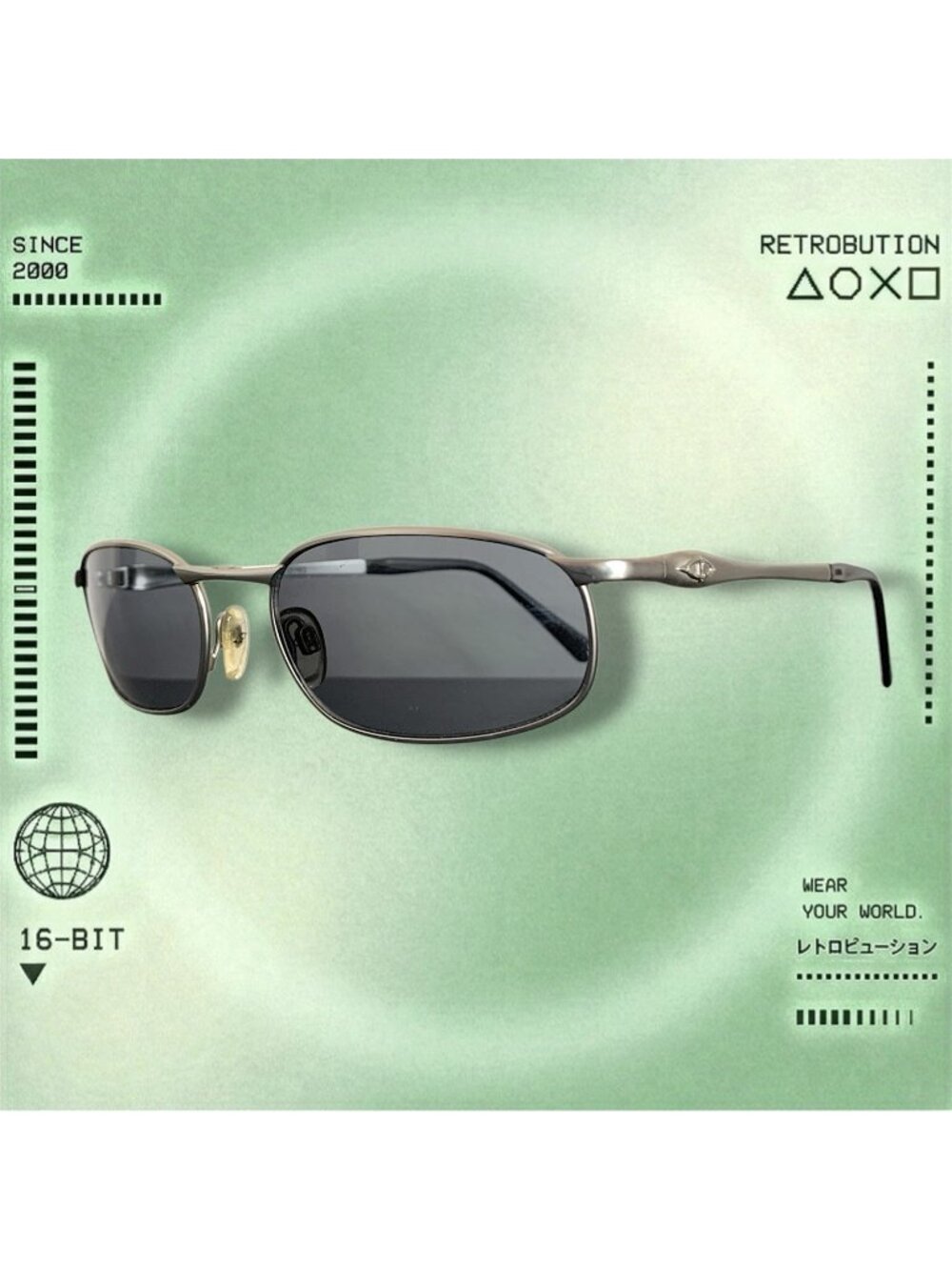 Vintage Killer Loop Rebellion Rectangle Metal Frame Sunglasses Silver Black
